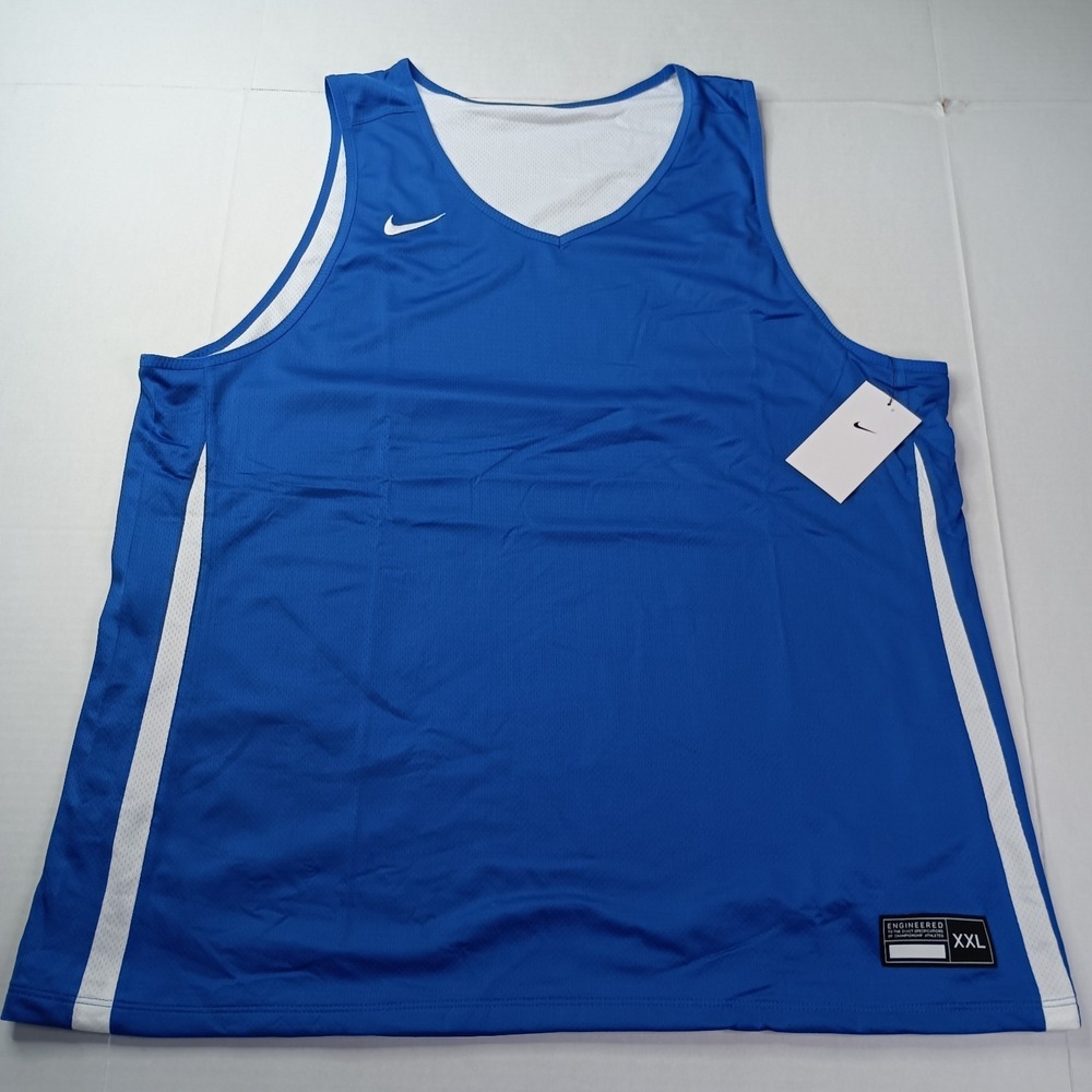 Nike Men's Practice Basketball Jersey Reversible Blue White Size 2XL XXL New